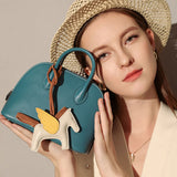 Women's Top Grain Leather Shell-Shaped Handbag