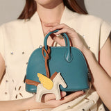 Women's Top Grain Leather Shell-Shaped Handbag