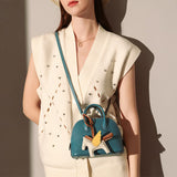 Women's Top Grain Leather Shell-Shaped Handbag
