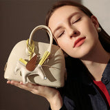 Women's Top Grain Leather Shell-Shaped Handbag