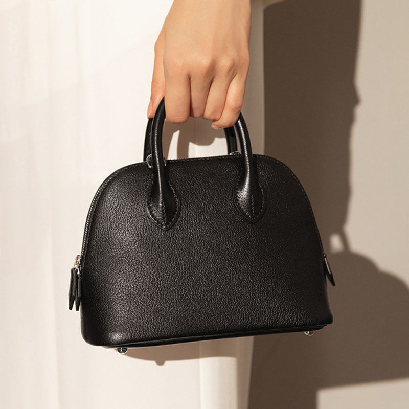 Women's Top Grain Leather Shell-Shaped Handbag