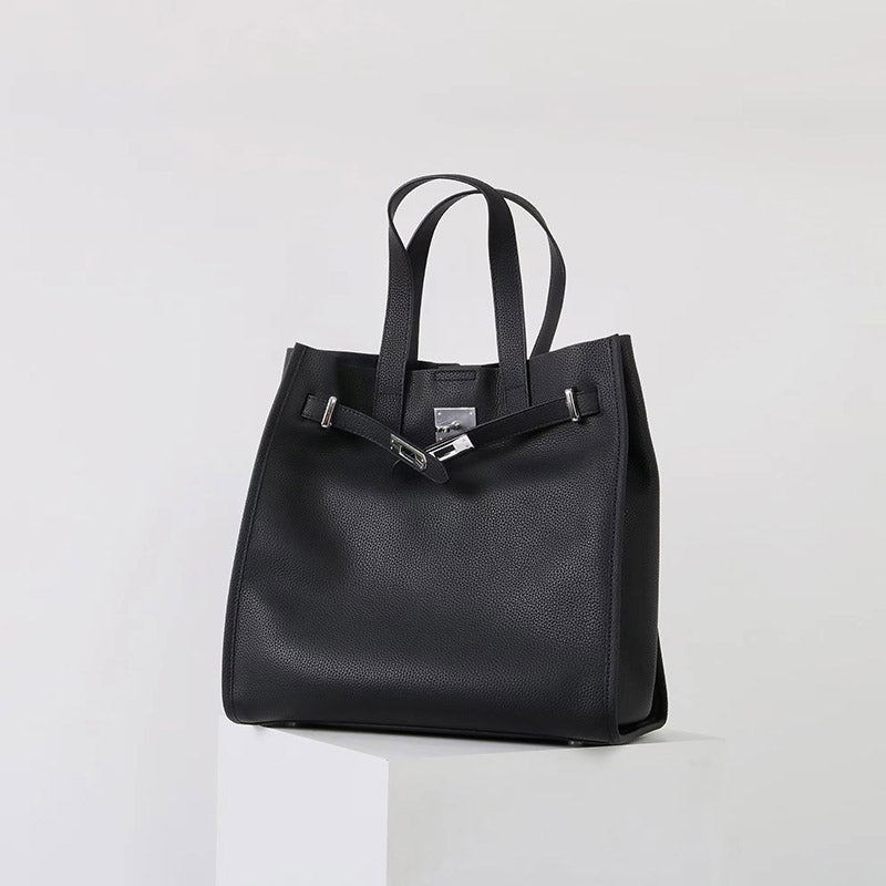 Women's Vintage Top Grain Leather Tote Bag with Silver Hardware