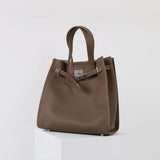 Women's Vintage Top Grain Leather Tote Bag with Silver Hardware