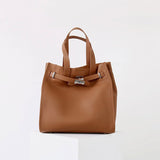 Women's Vintage Top Grain Leather Tote Bag with Silver Hardware