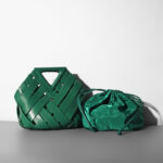 Unique Woven Leather Crossbody Bag – Distinctive Triangle Handle & Bucket Style