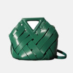 Unique Woven Leather Crossbody Bag – Distinctive Triangle Handle & Bucket Style