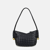 Women's Woven Genuine Leather V-Shaped Baguette Bag