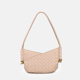 Women's Woven Genuine Leather V-Shaped Baguette Bag