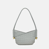 Women's Woven Genuine Leather V-Shaped Baguette Bag