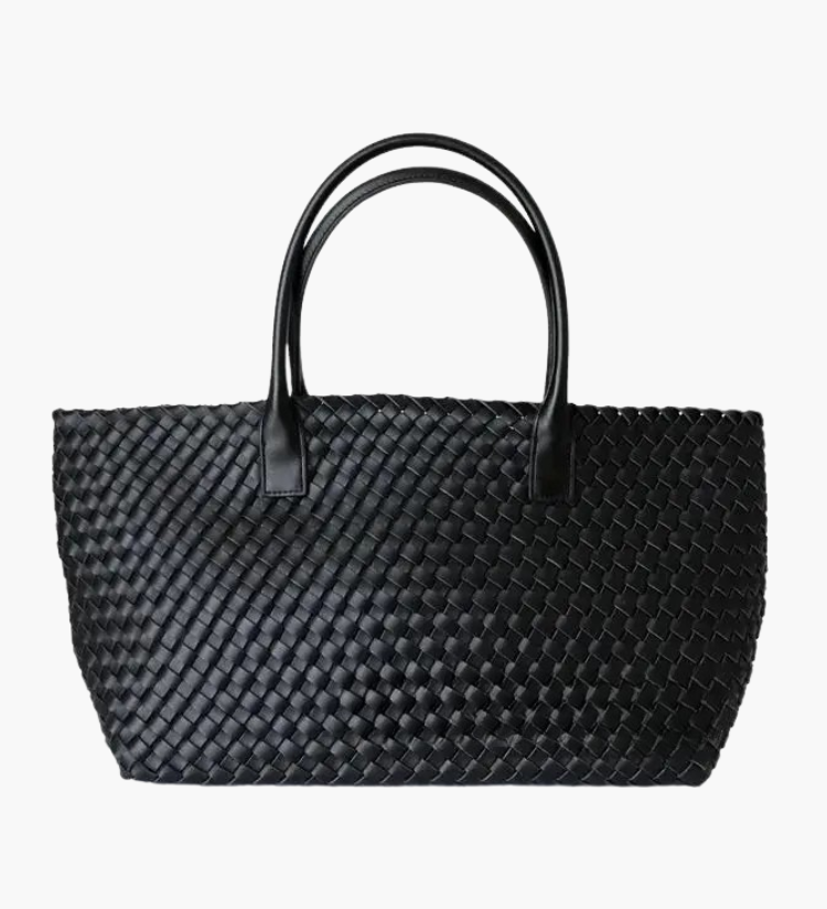 Olyndra | Tan Woven Leather Tote Bag – Effortless & Stylish