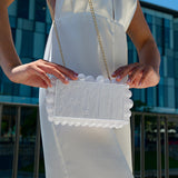 Luxury Pearl Acrylic Clutch – Elegant Evening Bag with Gold Chain