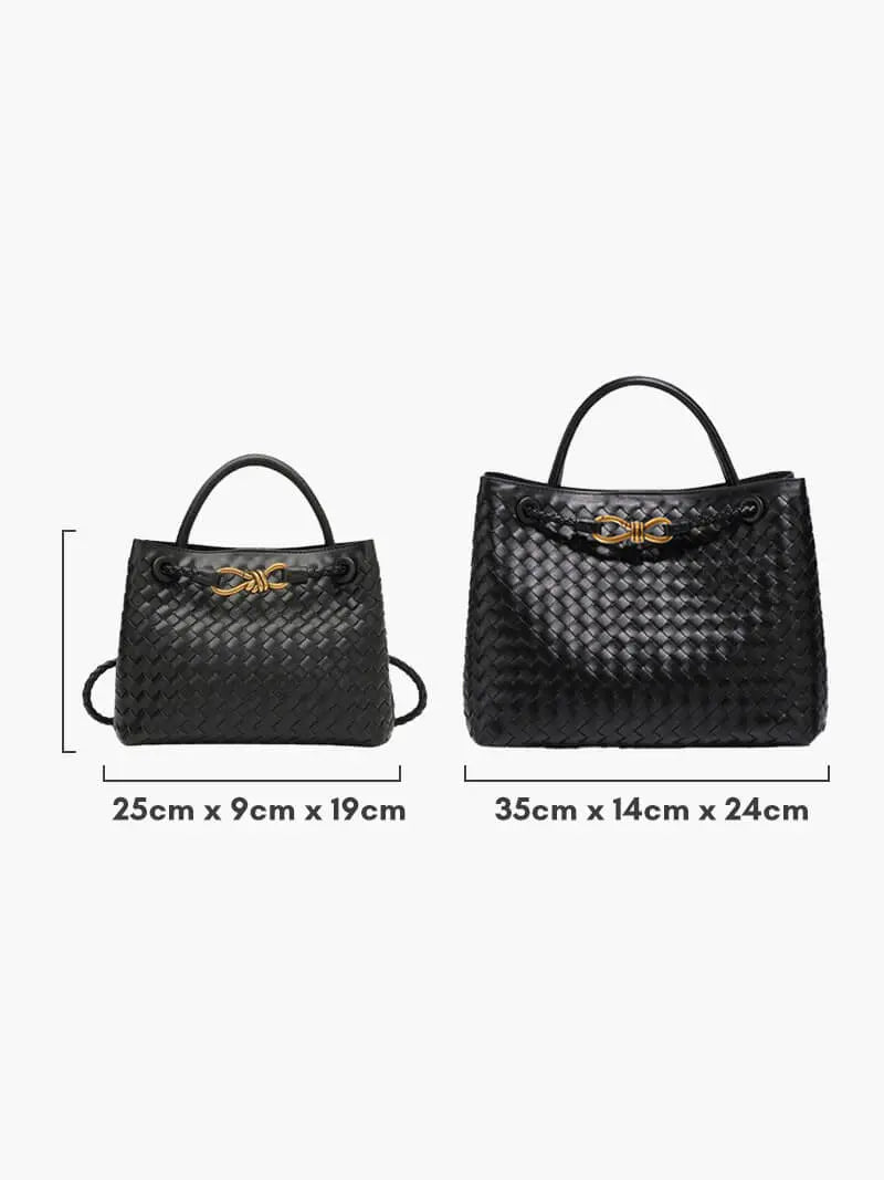 Alyn | Black Woven Leather Tote Bag Mijn winkel