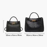 Alyn | Black Woven Leather Tote Bag Mijn winkel