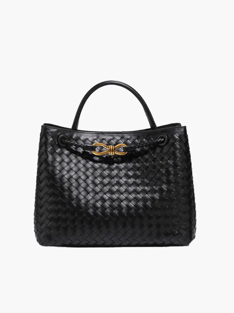 Alyn | Black Woven Leather Tote Bag Mijn winkel