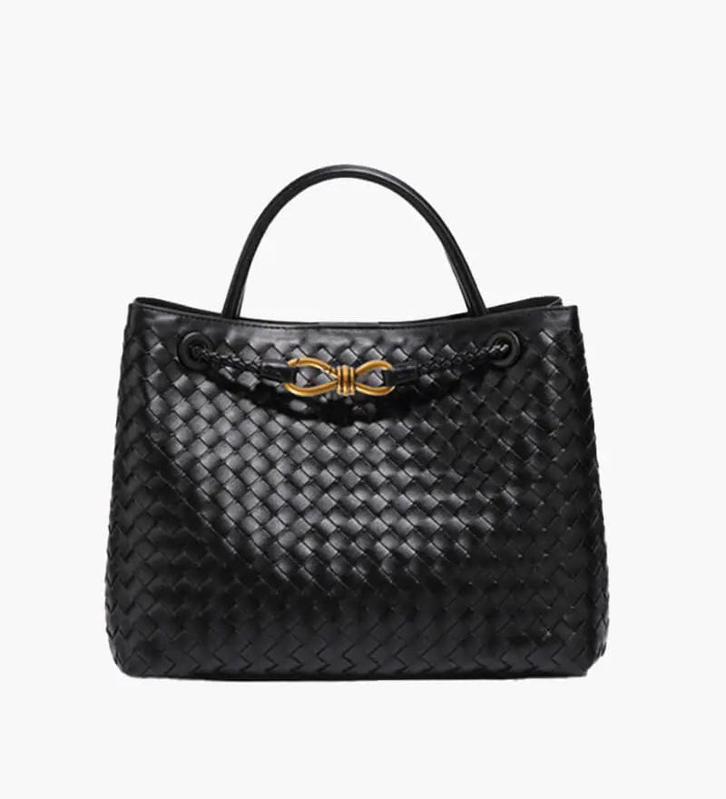 Alyn | Black Woven Leather Tote Bag Mijn winkel