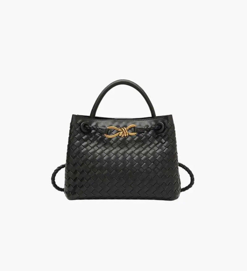 Alyn | Black Woven Leather Tote Bag Mijn winkel