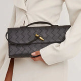 Amy | Black Woven Leather Shoulder Bag Mijn winkel