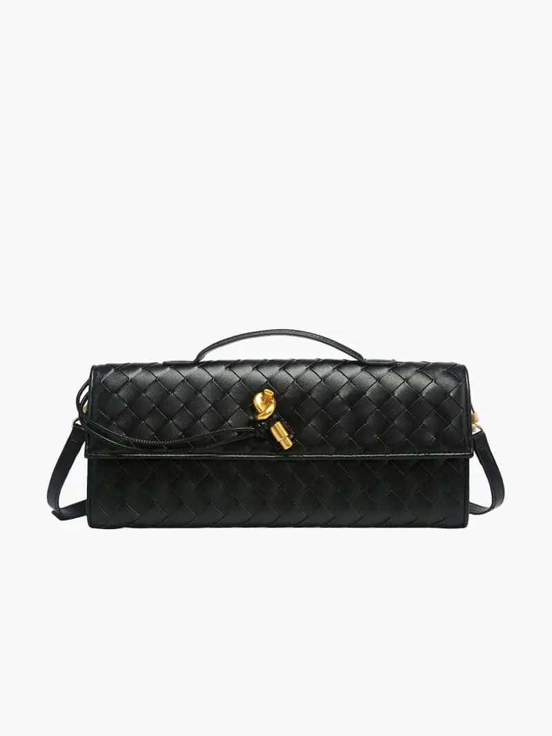 Amy | Black Woven Leather Shoulder Bag Mijn winkel