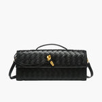 Amy | Black Woven Leather Shoulder Bag Mijn winkel