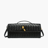 Amy | Black Woven Leather Shoulder Bag Mijn winkel