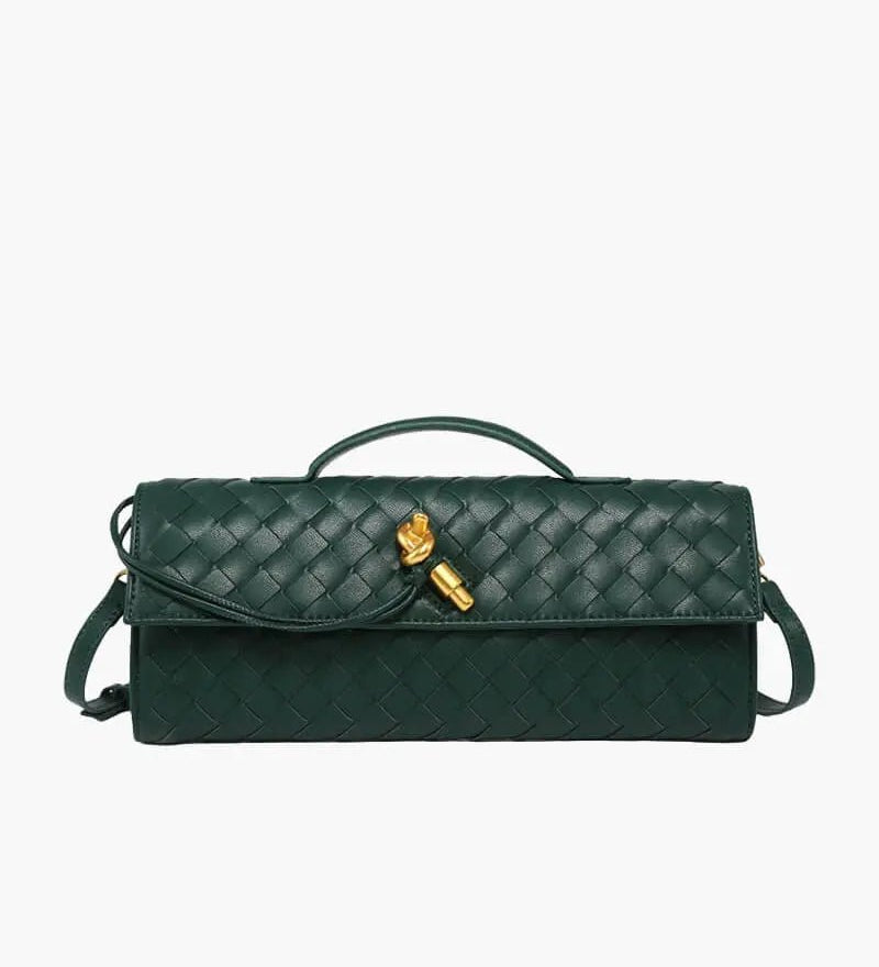 Amy | Black Woven Leather Shoulder Bag Mijn winkel