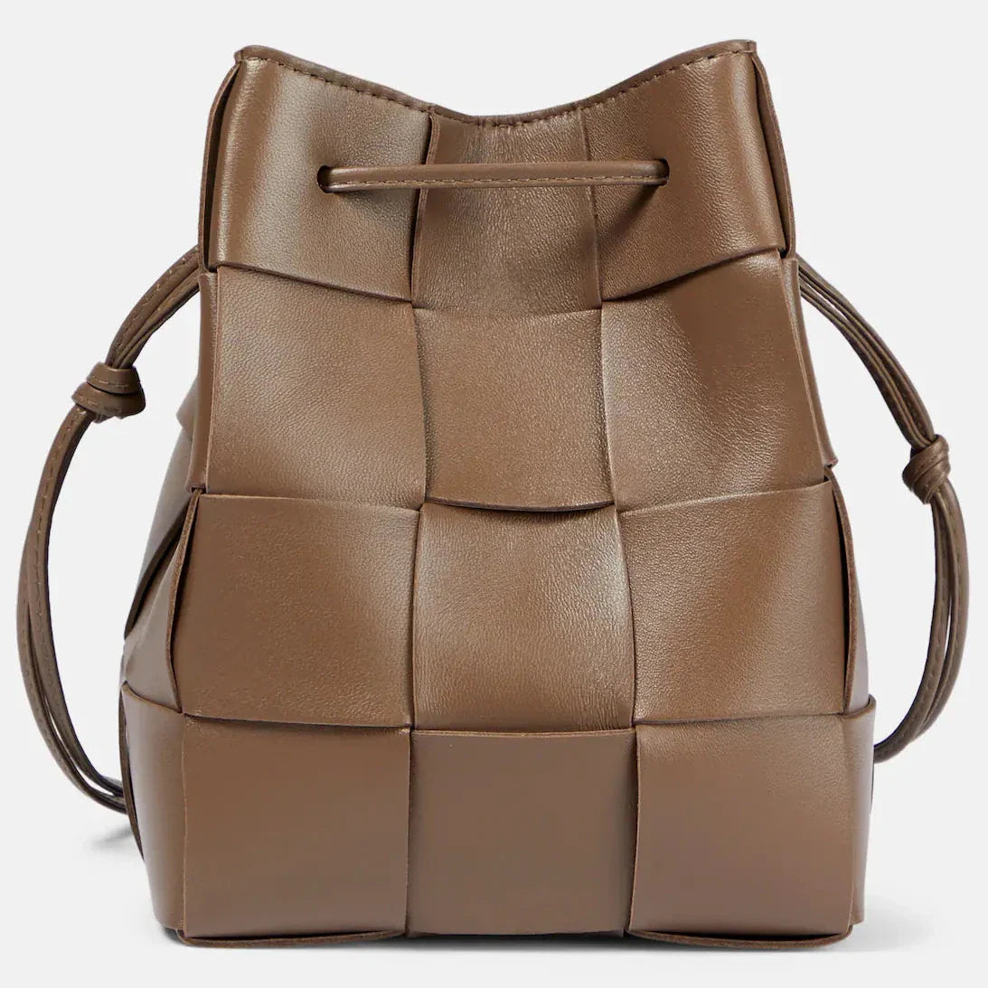 Mini leather bucket bag with drawstring and knotted strap – Aurora Bag