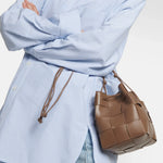 Italian handmade bucket bag with crossbody leather strap