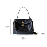 Vessara | Black Croc-Embossed Leather Bag – Bold & Luxurious