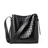 Tauriel | Black Woven Leather Crossbody Bag – Sleek & Timeless Design