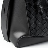 Tauriel | Black Woven Leather Crossbody Bag – Sleek & Timeless Design