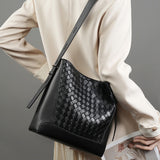 Tauriel | Black Woven Leather Crossbody Bag – Sleek & Timeless Design