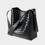 Tauriel | Black Woven Leather Crossbody Bag – Sleek & Timeless Design
