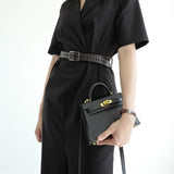 Galatea | Elegant Black Leather Handbag – Classic Luxury & Functionality