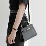 Galatea | Elegant Black Leather Handbag – Classic Luxury & Functionality