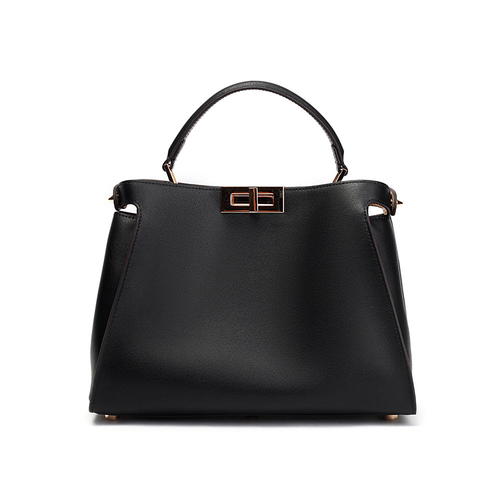 Celeste | Black Structured Leather Tote – Timeless & Chic