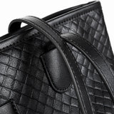 Zyphera | Black Woven Leather Tote Bag – Elegant & Spacious