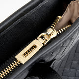 Zyphera | Black Woven Leather Tote Bag – Elegant & Spacious