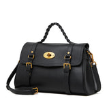 Florence | Black Braided Handle Satchel – Timeless & Elegant