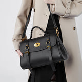 Florence | Black Braided Handle Satchel – Timeless & Elegant