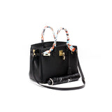 Isla | Black Structured Handbag with Scarf – Timeless & Chic