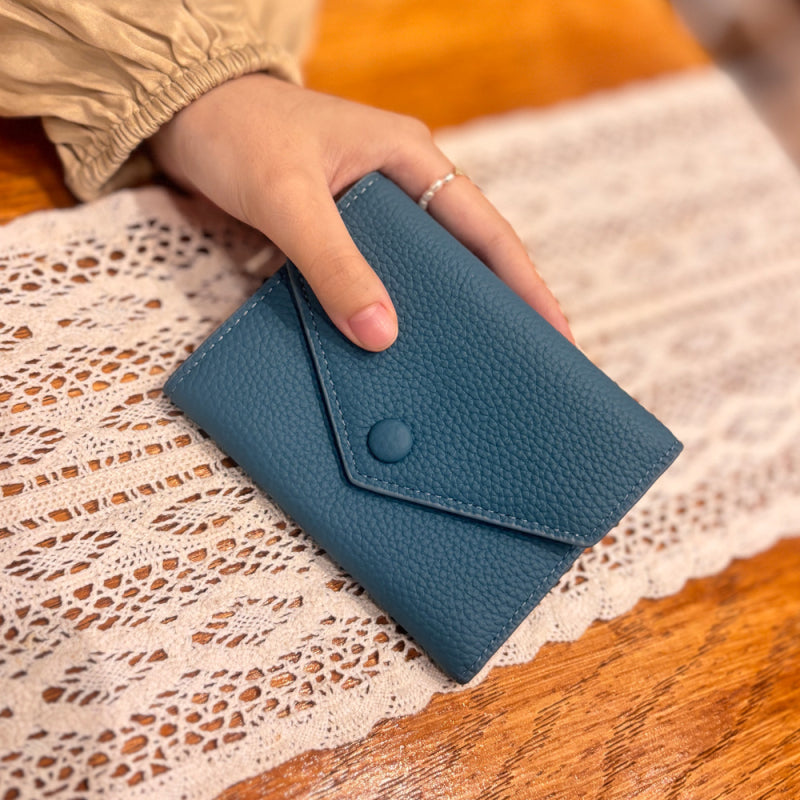 Emma | Orange Pebbled Leather Mini Wallet – Chic & Compact
