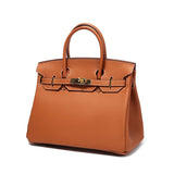 Brown Litchi Grain soft Leather Satchel Bag Big Handbags for Work - from Aurora-Bags for sale at Aurora-Bags