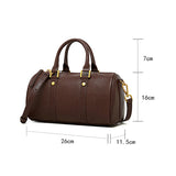 Camille | Brown Leather Duffle Satchel – Classic & Chic