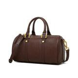Camille | Brown Leather Duffle Satchel – Classic & Chic