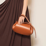 Guinevere | Sculpted Brown Leather Shoulder Bag – Modern Elegance & Artistic Sophistication