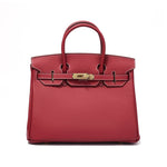 Burgundy Litchi Grain soft Leather Satchel Bag Big Handbags for Work - from Aurora-Bags for sale at Aurora-Bags