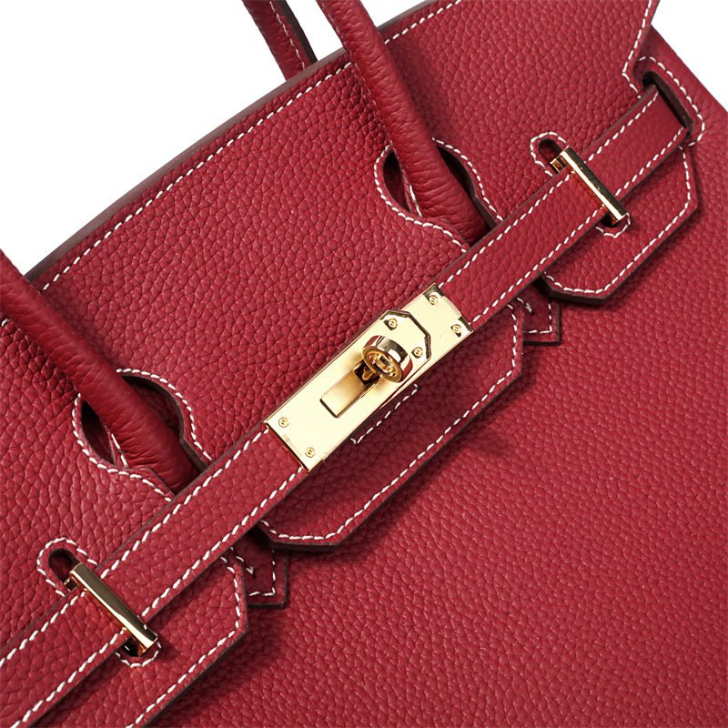 Burgundy Litchi Grain soft Leather Satchel Bag Big Handbags for Work - from Aurora-Bags for sale at Aurora-Bags