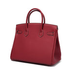 Burgundy Litchi Grain soft Leather Satchel Bag Big Handbags for Work - from Aurora-Bags for sale at Aurora-Bags