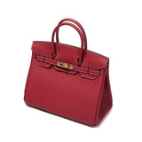 Burgundy Litchi Grain soft Leather Satchel Bag Big Handbags for Work - from Aurora-Bags for sale at Aurora-Bags