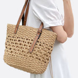 Marina Woven Rope Tote – Open-Weave Straw Bag
